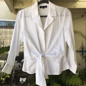 Vintage Tie White Blouse